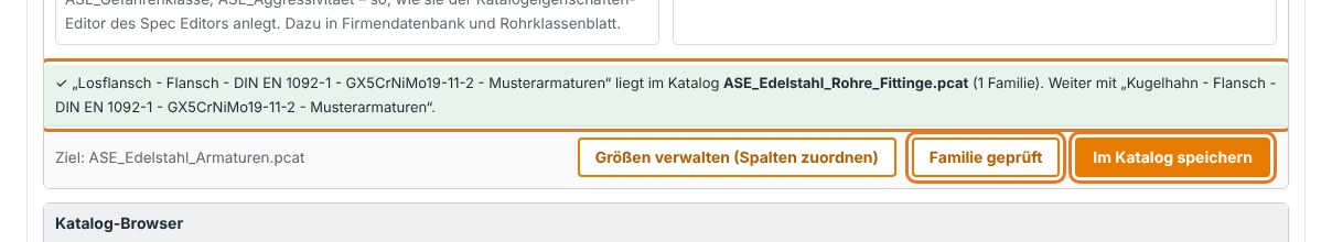 Im Katalog speichern – die Familie liegt im Ziel-Katalog, weiter mit der nächsten