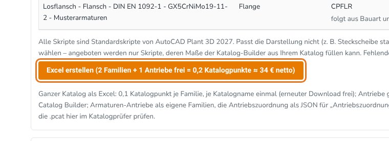 Excel erstellen – danach im Catalog Builder als .pcat erstellen und im Katalogprüfer prüfen