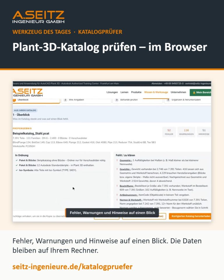 Werkzeug des Tages: Plant-3D-Kataloge prüfen mit dem Katalogprüfer