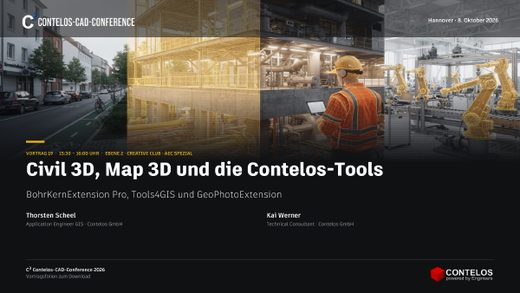 Diapositiva de portada Civil 3D, Map 3D y herramientas de Contelos